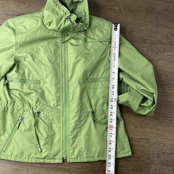 Gallery Petites Zip Up Lime Green Windbreaker Light Weight Jacket, size PS - Picture 11 of 12